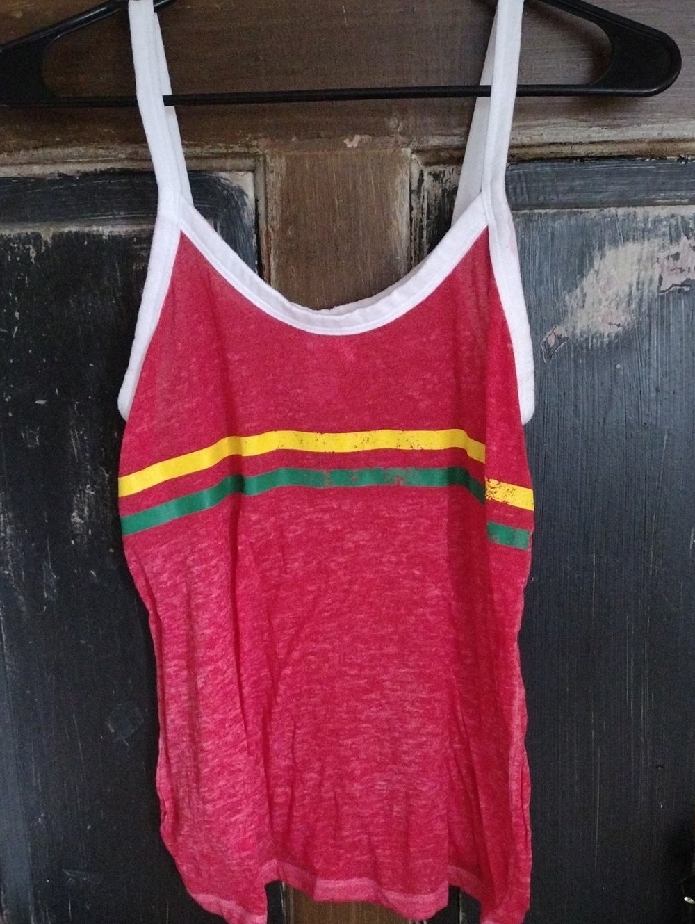 No Boundaries Red Striped Tank with White Trim